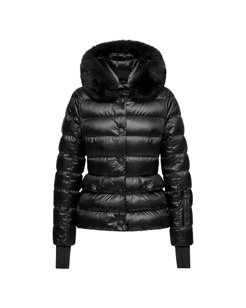 Moncler Faux-fur Trim Quilted Jacket Black