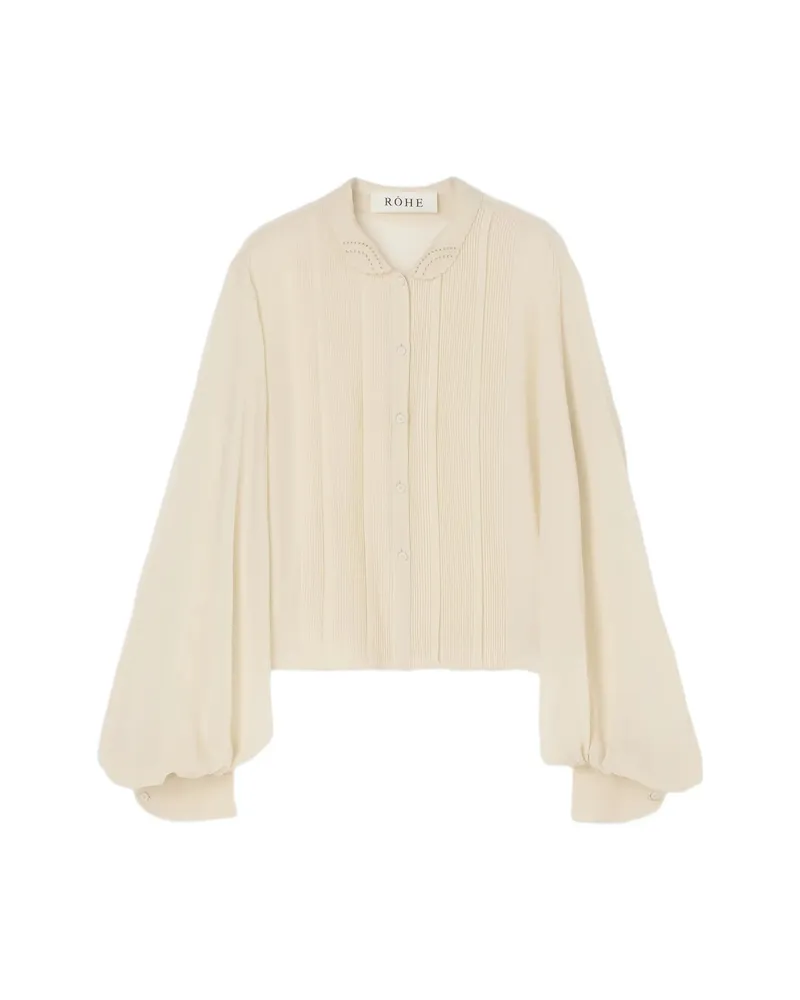 Róhe Pleated Balloon-sleeve Shirt Neutrals