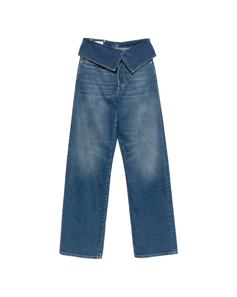 Dries van Noten Fold-over Wide-leg Jeans Blue
