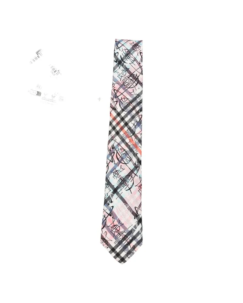 Vivienne Westwood Orb-detail Checked Tie White
