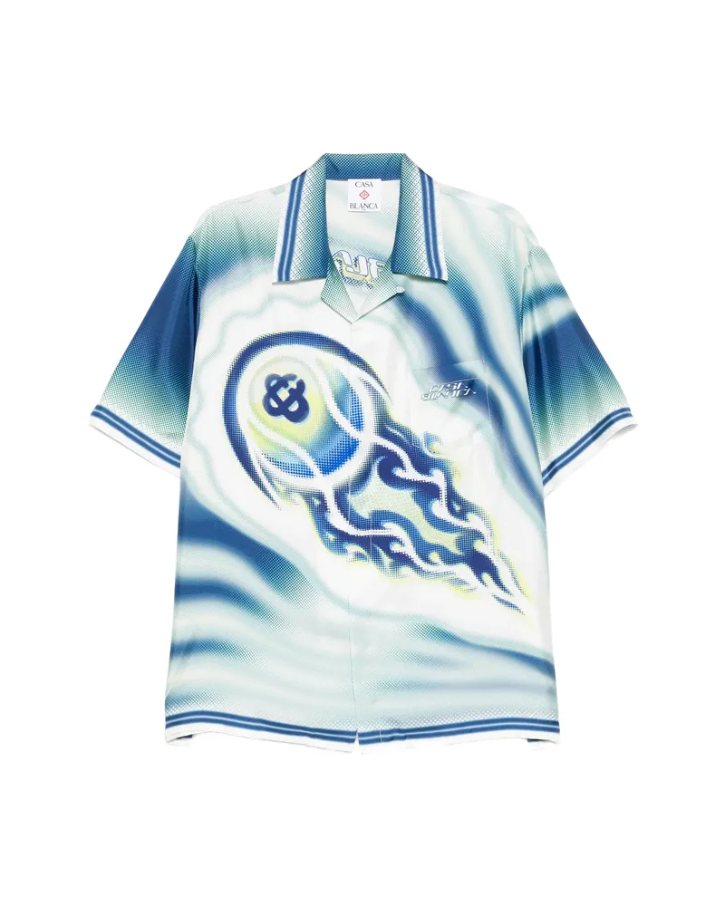 Casablanca Paris The Art Of The Serve Shirts Blue