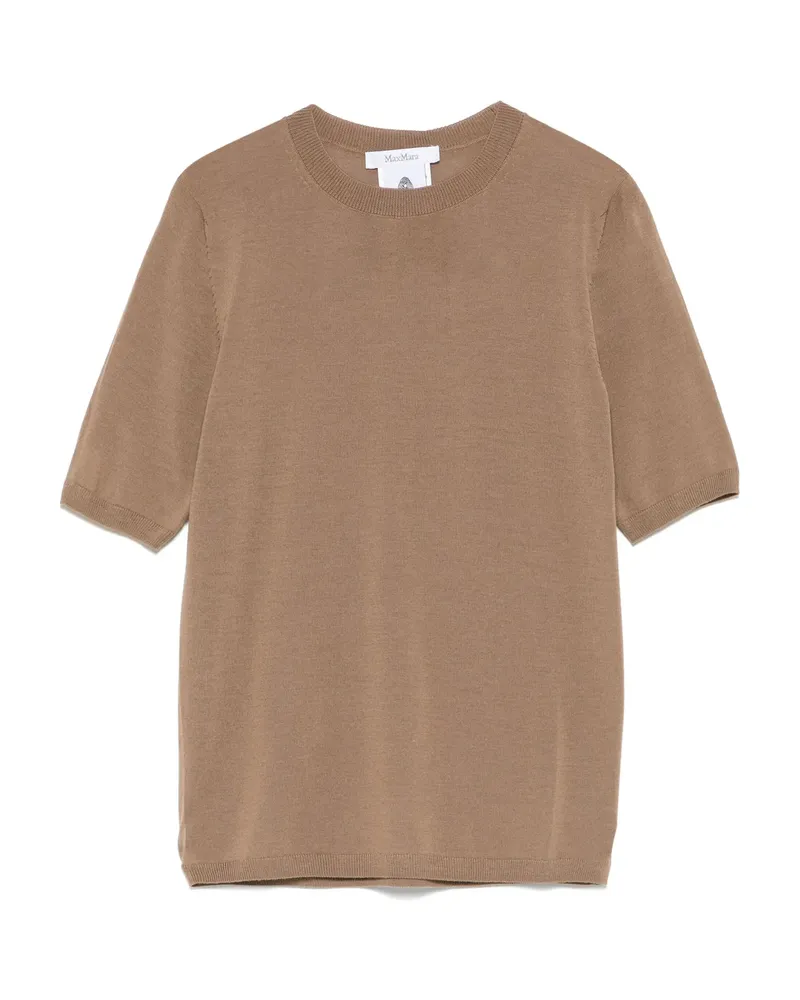 Max Mara Virgin Wool T-shirt Brown