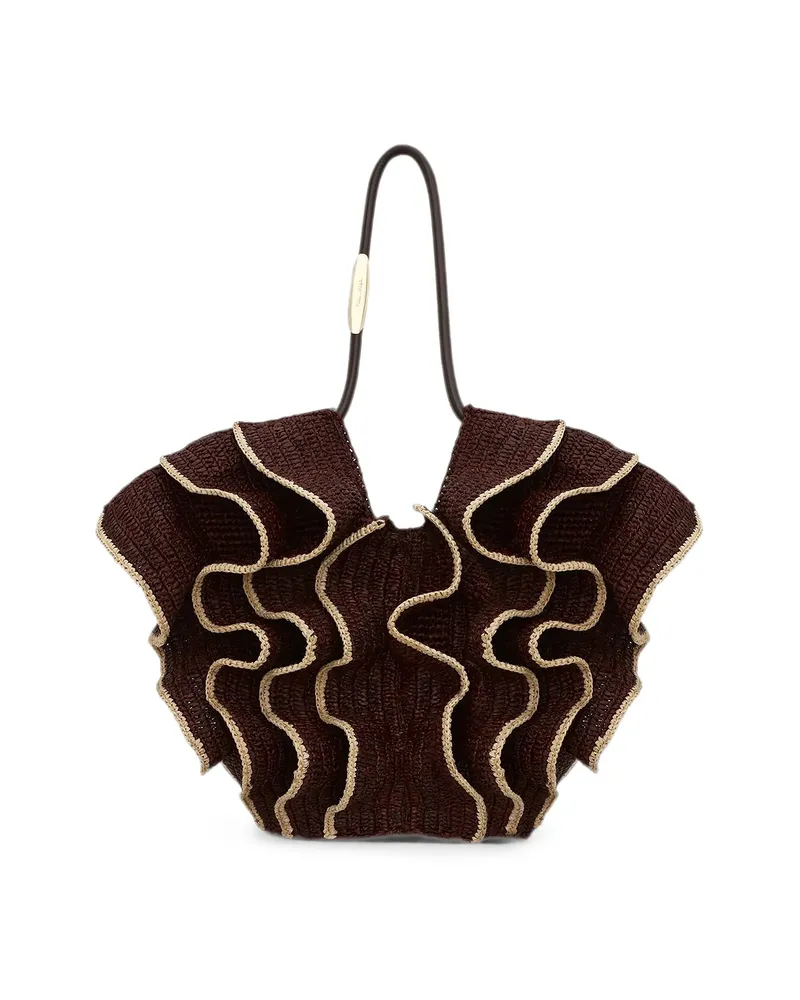 Zimmermann Ruffle-trimmed Woven Tote Bag Brown
