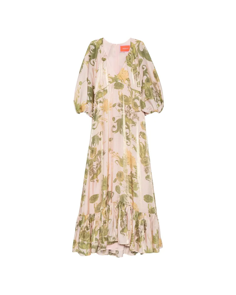 La DoubleJ Floral-print Ruffled Dress Pink
