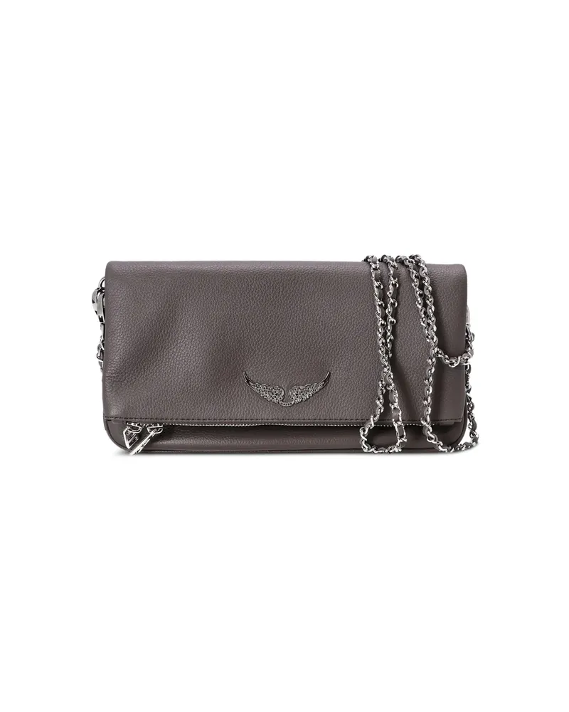 Zadig & Voltaire Logo-plaque Leather Clutch Bag Grey