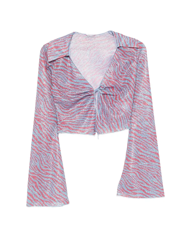 Oséree Animalier Zebra-print Slim-fit Top Blue
