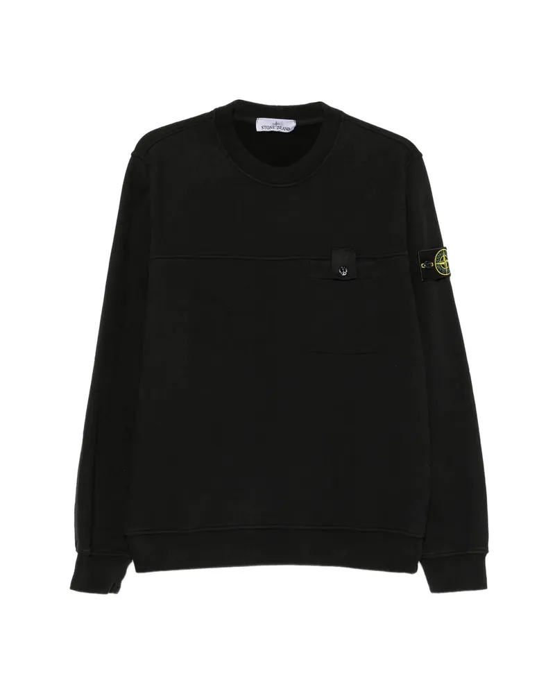 Stone Island Logo-patch Chest-pocket Sweatshirt Black