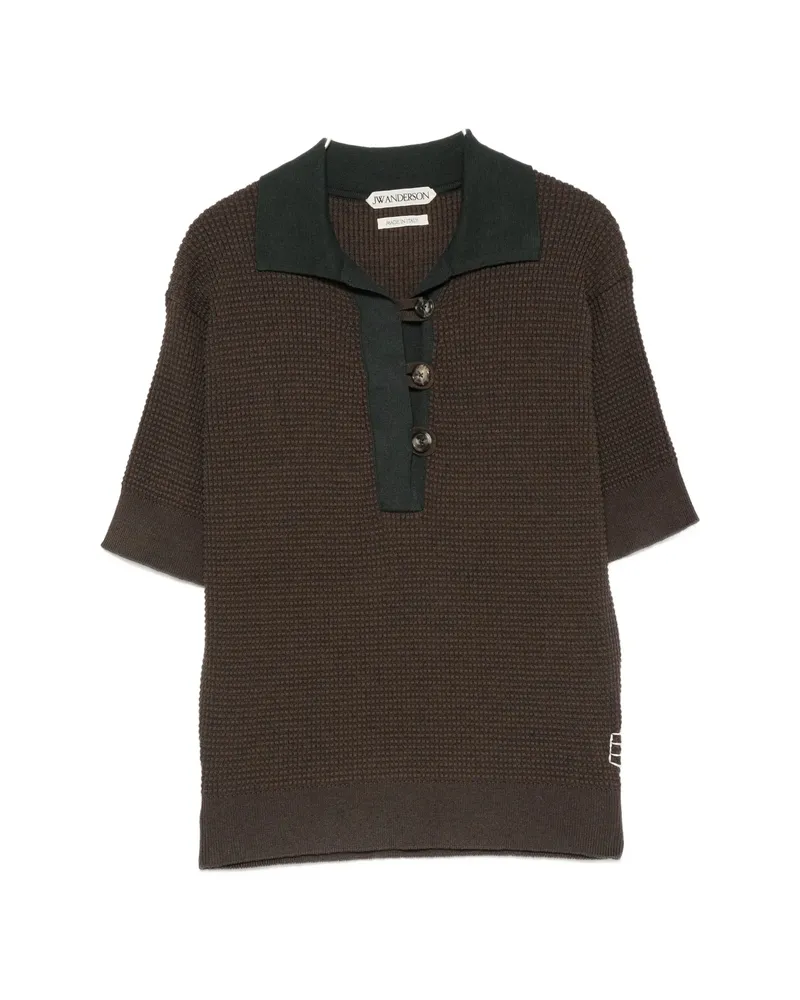 J.W.Anderson Waffle-knit Short-sleeve Polo Shirt Green