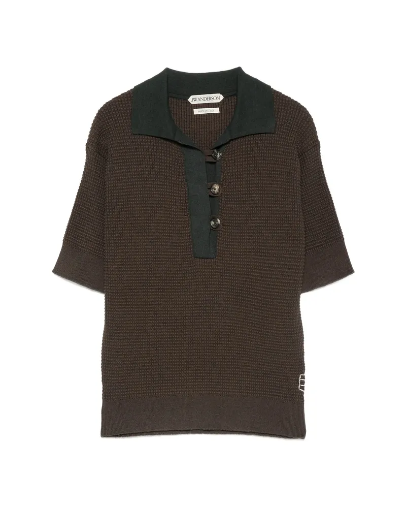 J.W.Anderson Waffle-knit Short-sleeve Polo Shirt Green