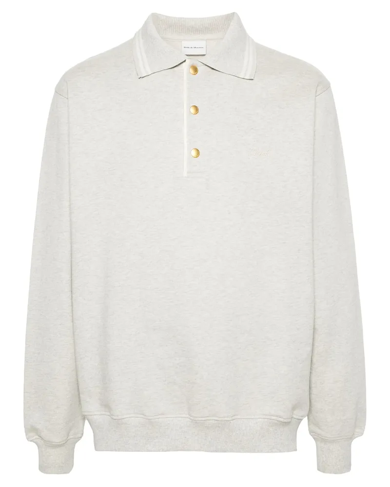 Drôle de Monsieur Embroidered-logo Cotton Jumper Grey