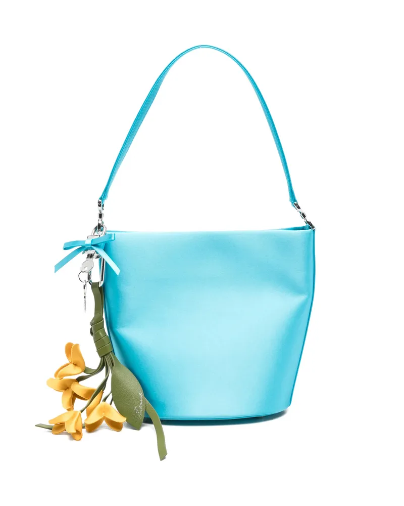 Self-Portrait Flower-charm Bucket Bag Blue