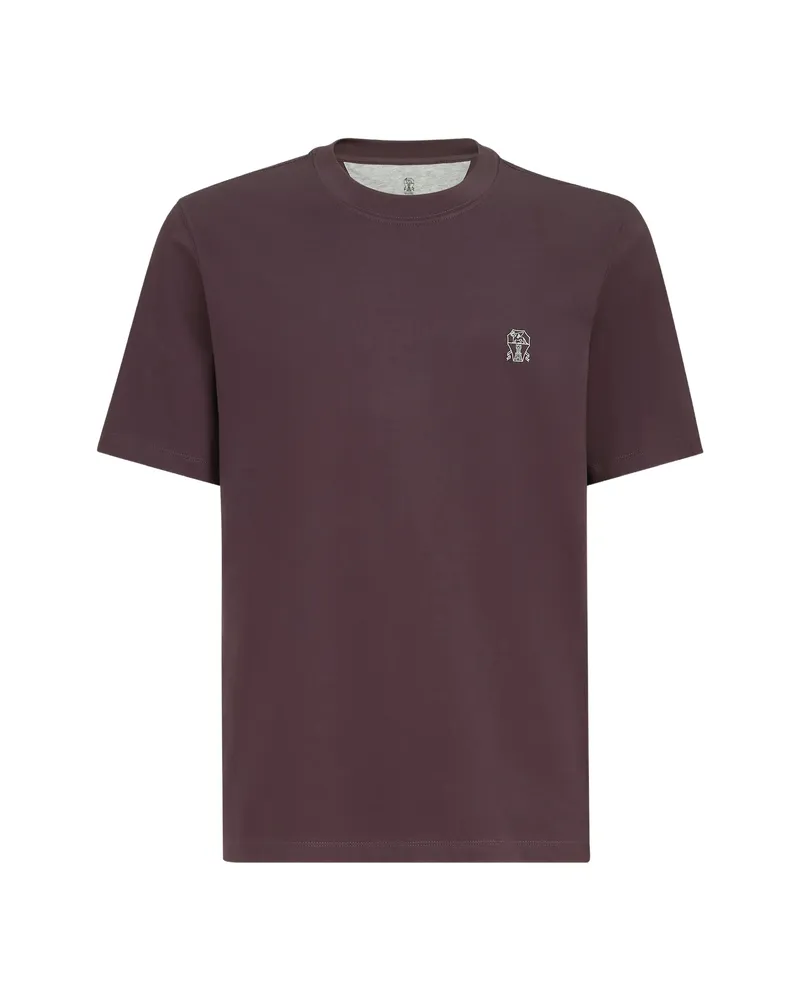 Brunello Cucinelli Cotton Jersey Crew-neck T-shirt With Logo Purple