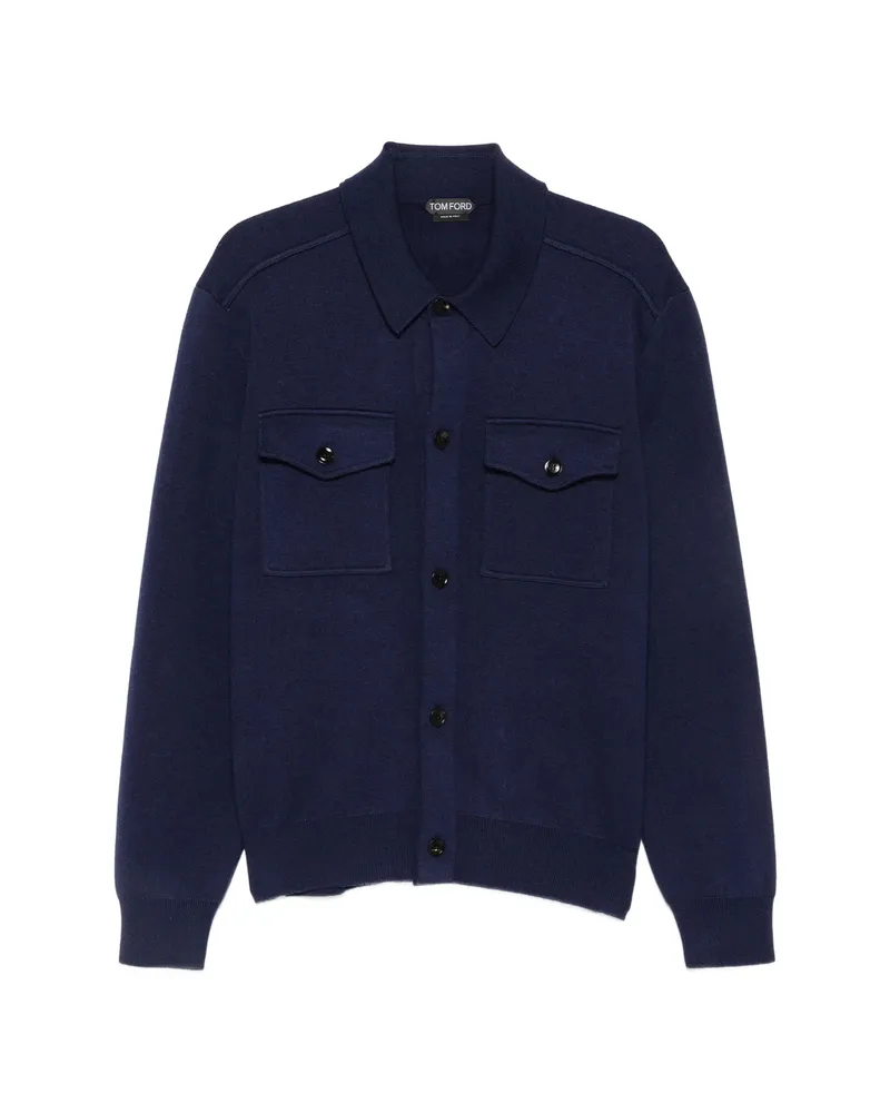Tom Ford Button-up Chest-pocket Shirt Jacket Blue