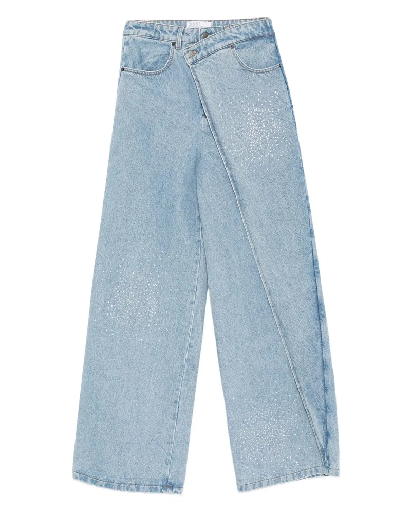 Giuseppe di Morabito Embellished Diagonal-panel Jeans Blue