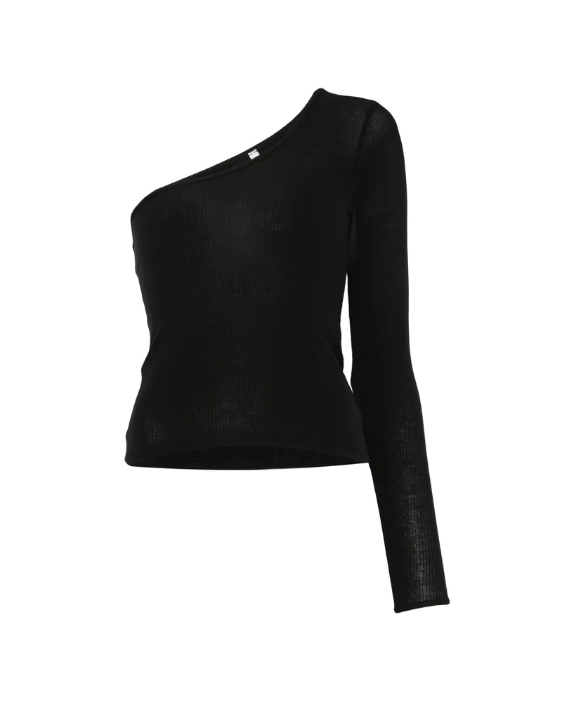 Baserange One-shoulder Ribbed-knit Top Black