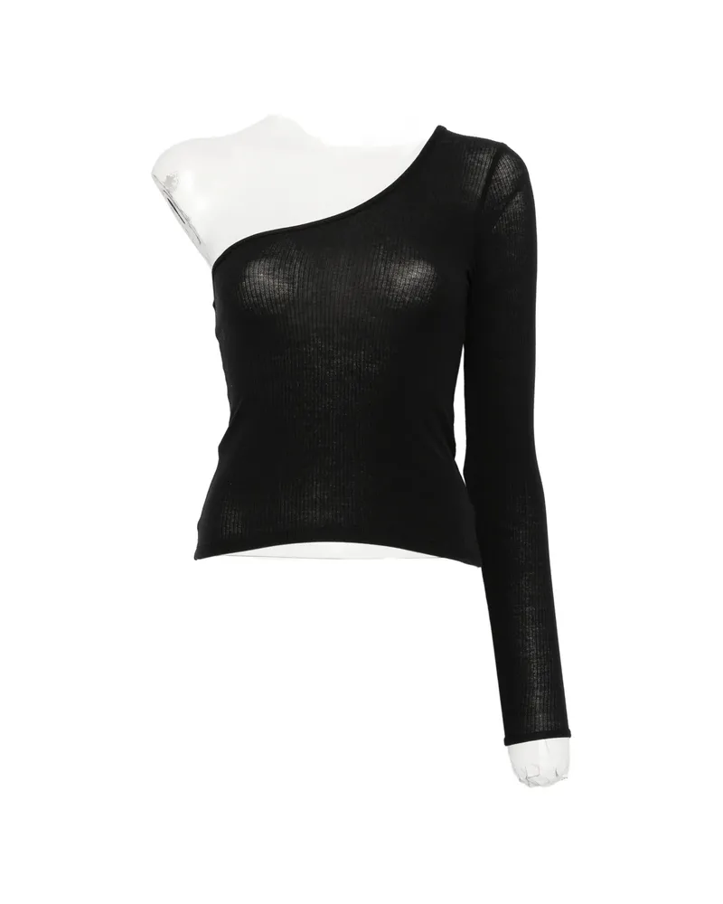 Baserange One-shoulder Ribbed-knit Top Black