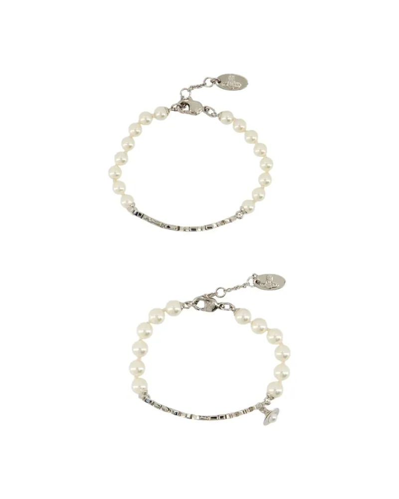 Vivienne Westwood Pearl-embellished Logo Bracelet Silver