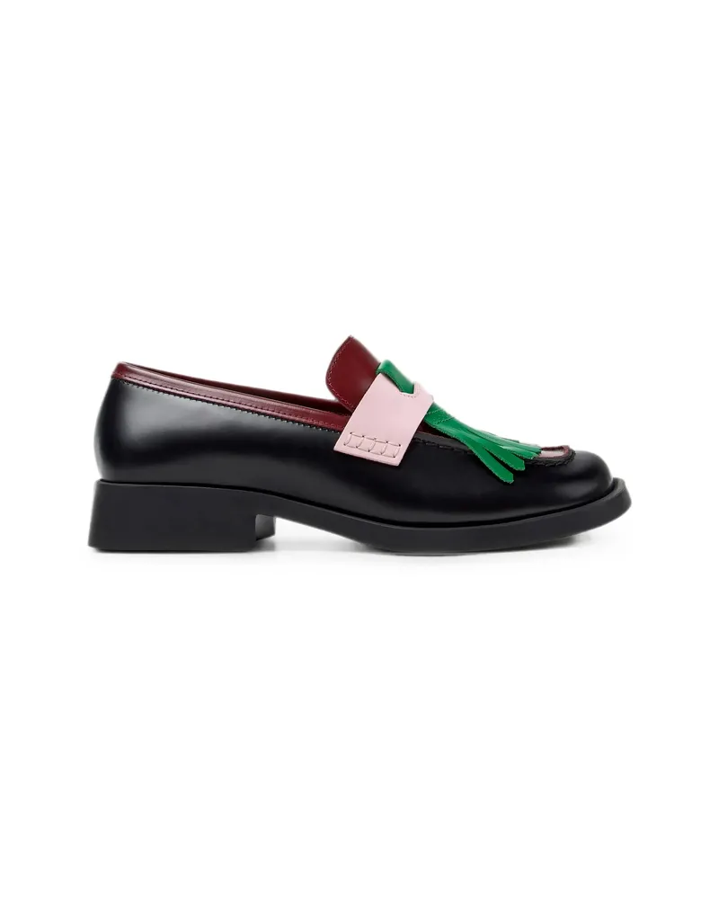 Camper Twins Fringed Leather Loafers Black