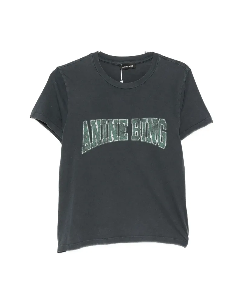 Anine Bing Shelley Logo-print Cotton T-shirt Black