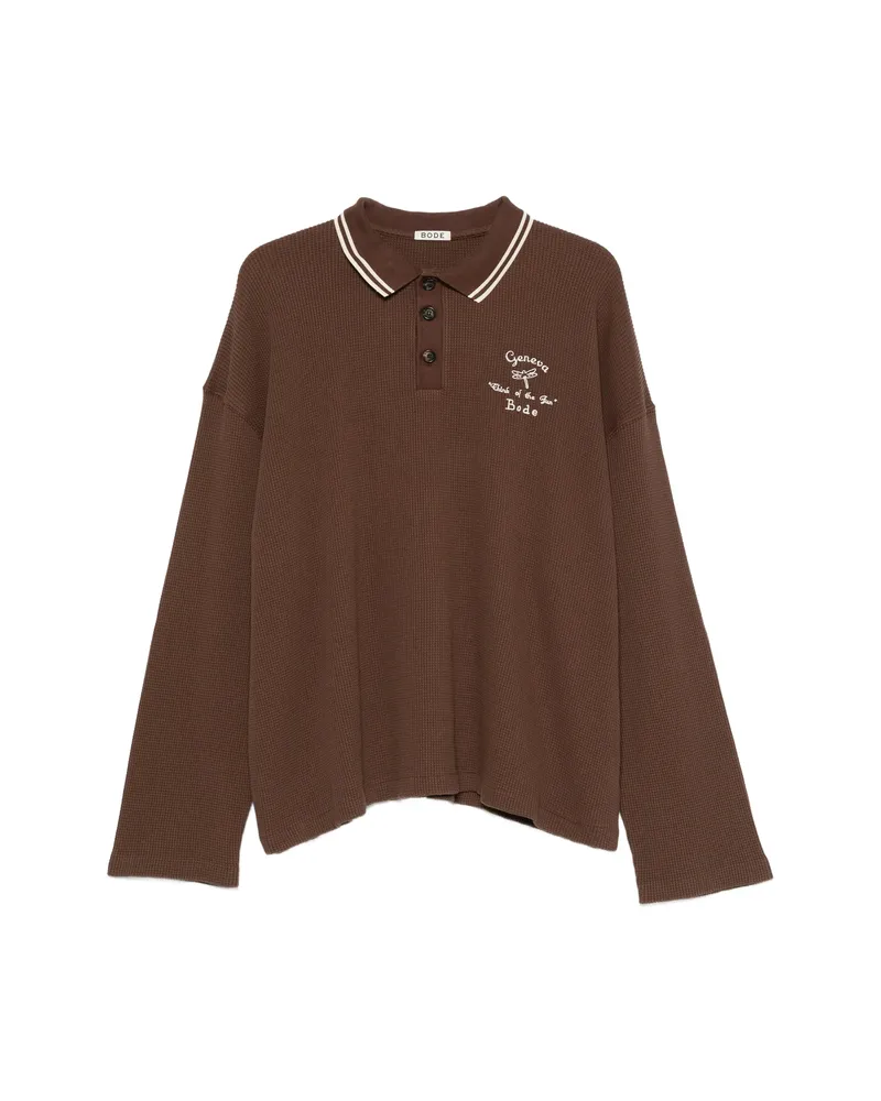 BODE Geneva Waffle-knit Polo Shirt Brown