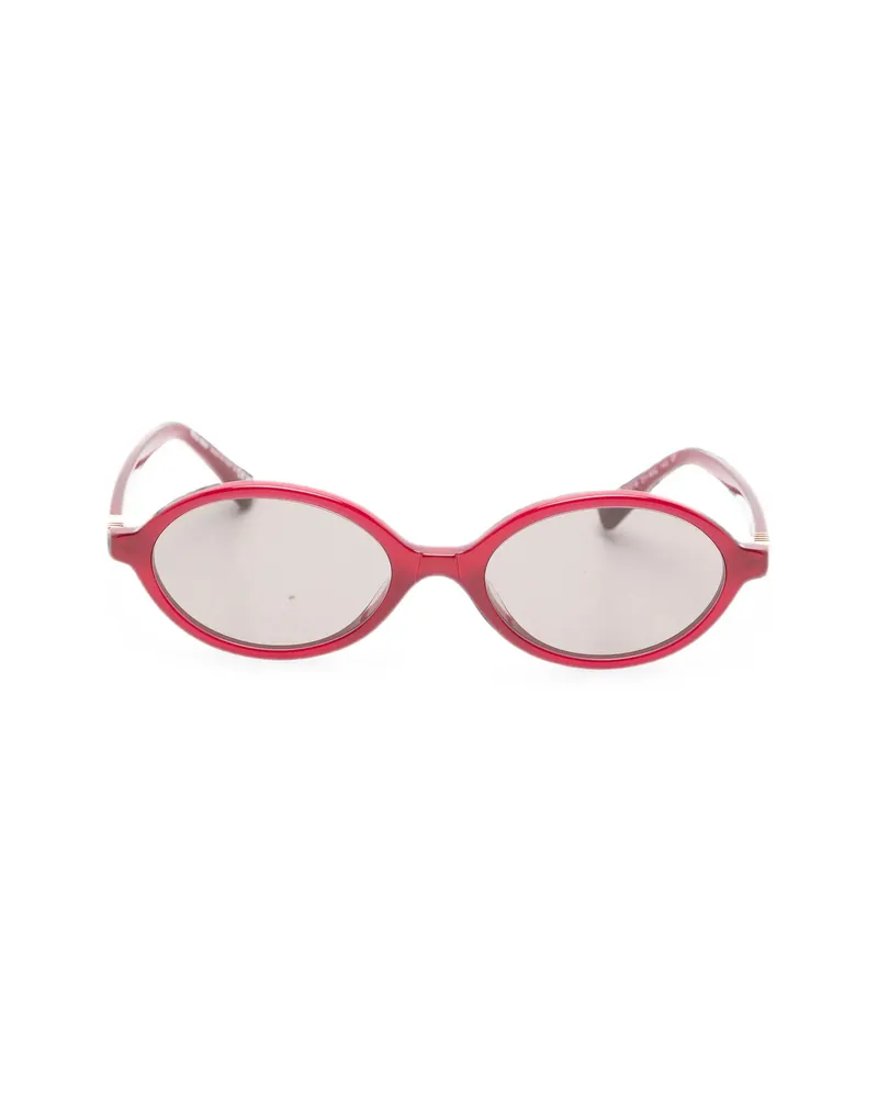 Miu Miu Logo-plaque Oval-frame Sunglasses Red