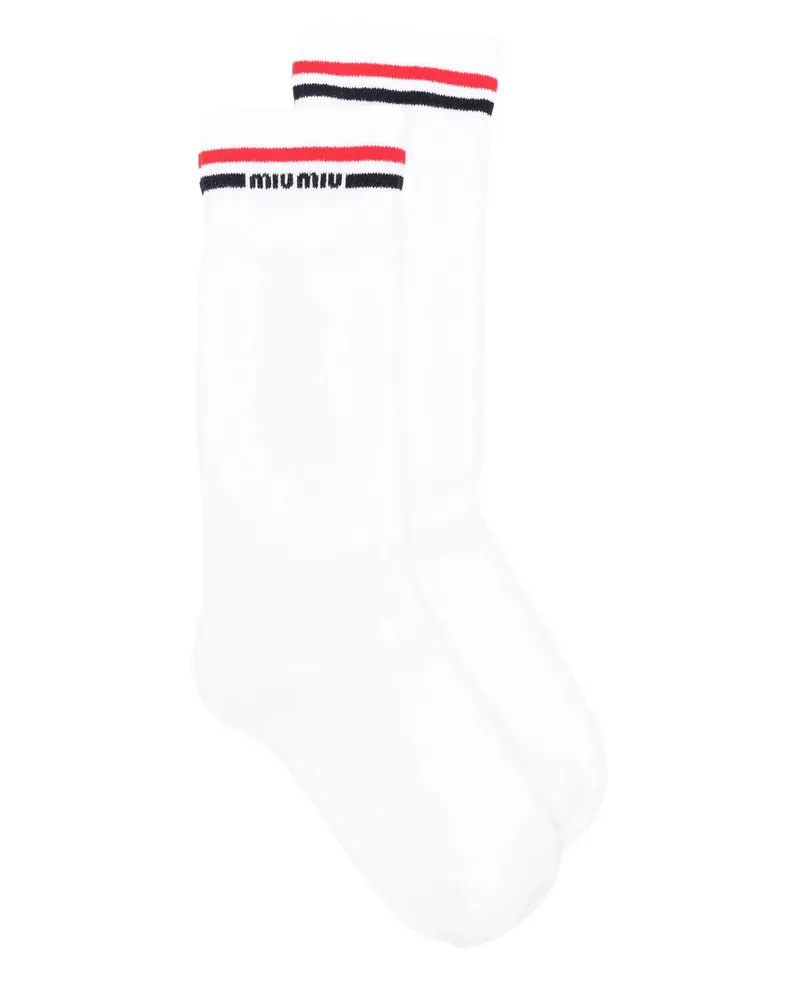 Miu Miu Stripe-detail Socks White