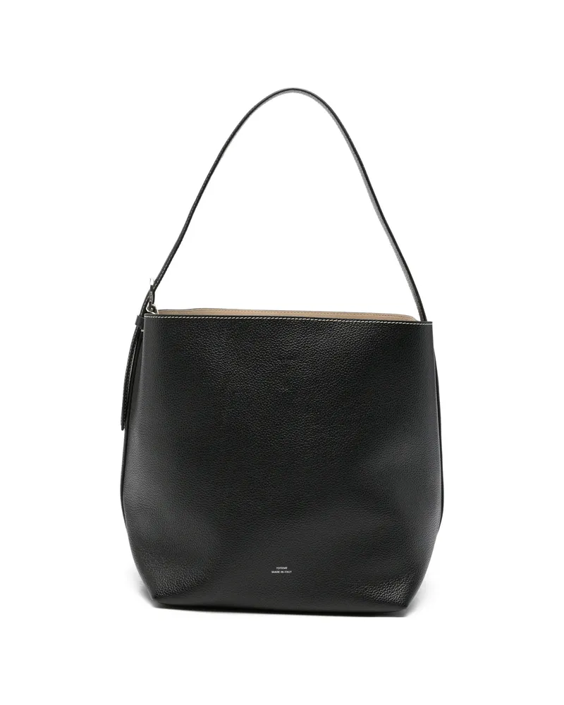 Totême Medium Belted Grained-leather Tote Bag Black