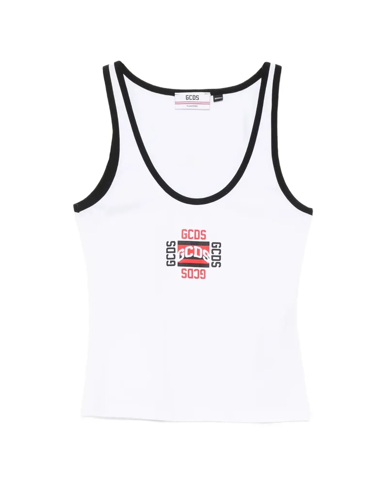 GCDS Logo-print Contrast-trim Tank Top White
