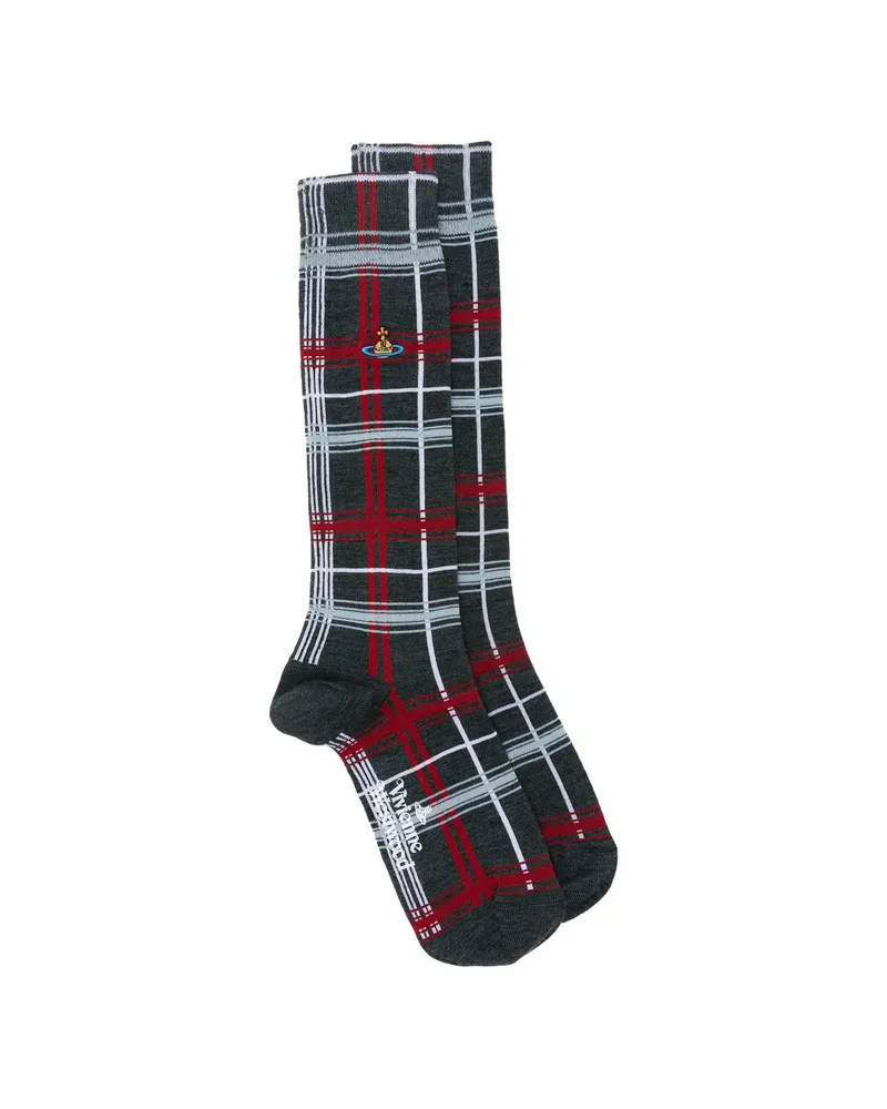 Vivienne Westwood Orb Tartan Socks Grey