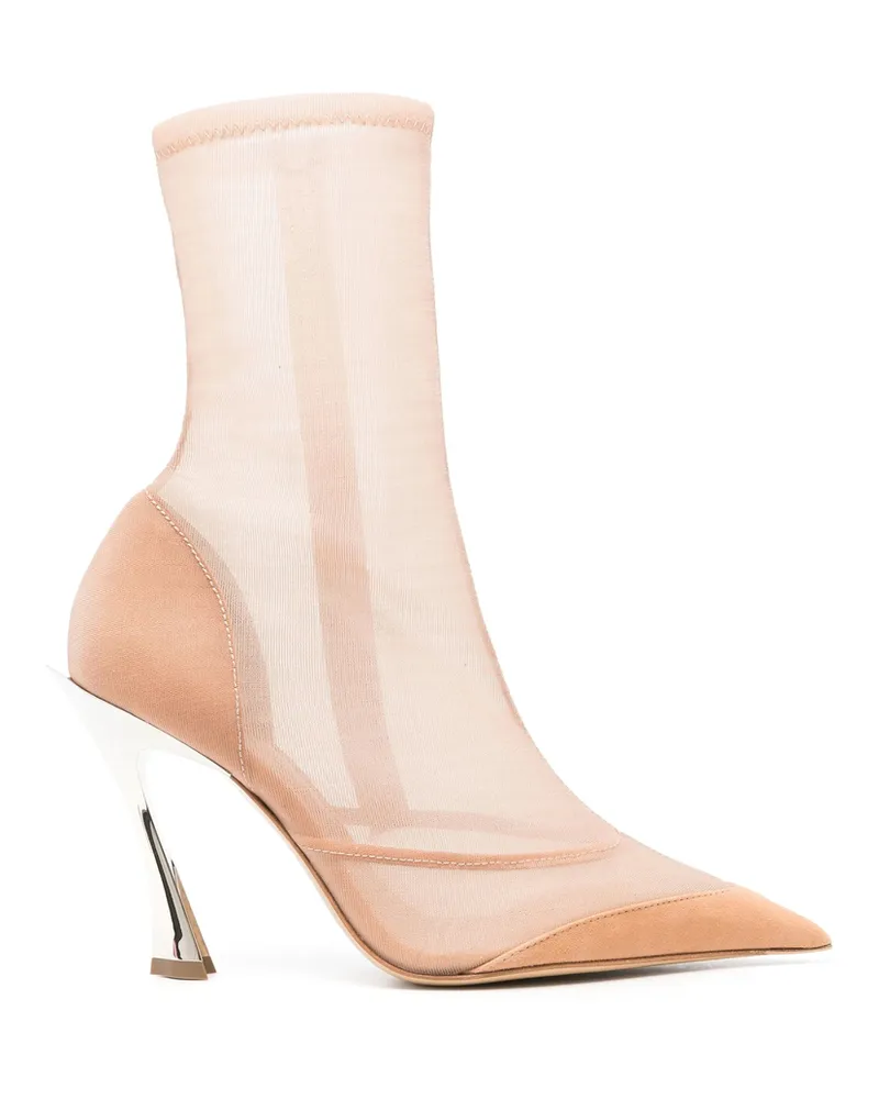 Thierry Mugler 100mm Semi-sheer Ankles Boots Neutrals