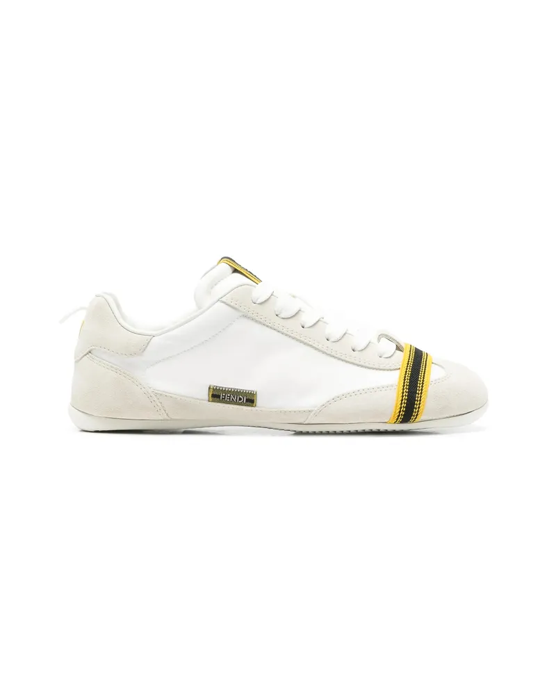 Fendi Logo-tag Panelled Sneakers White