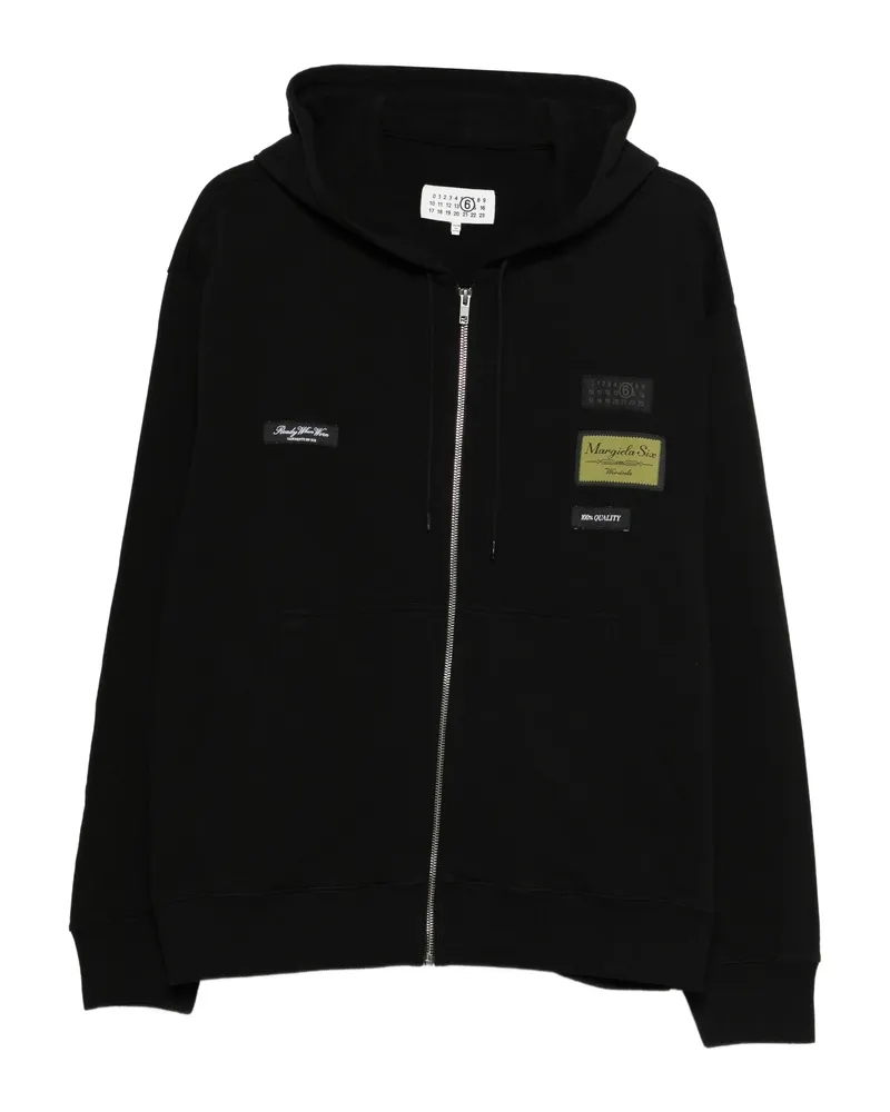 Maison Margiela Zip Appliqué Hooded Knitwear Black