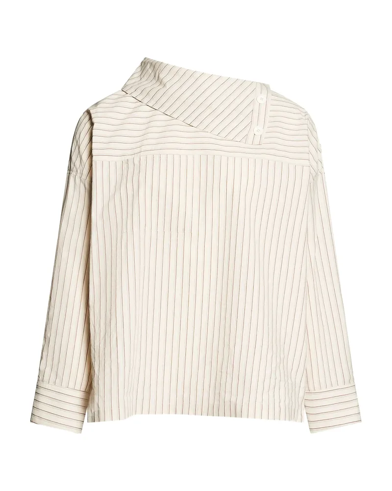 Yves Salomon Asymmetric-neck Poplin Blouse Neutrals