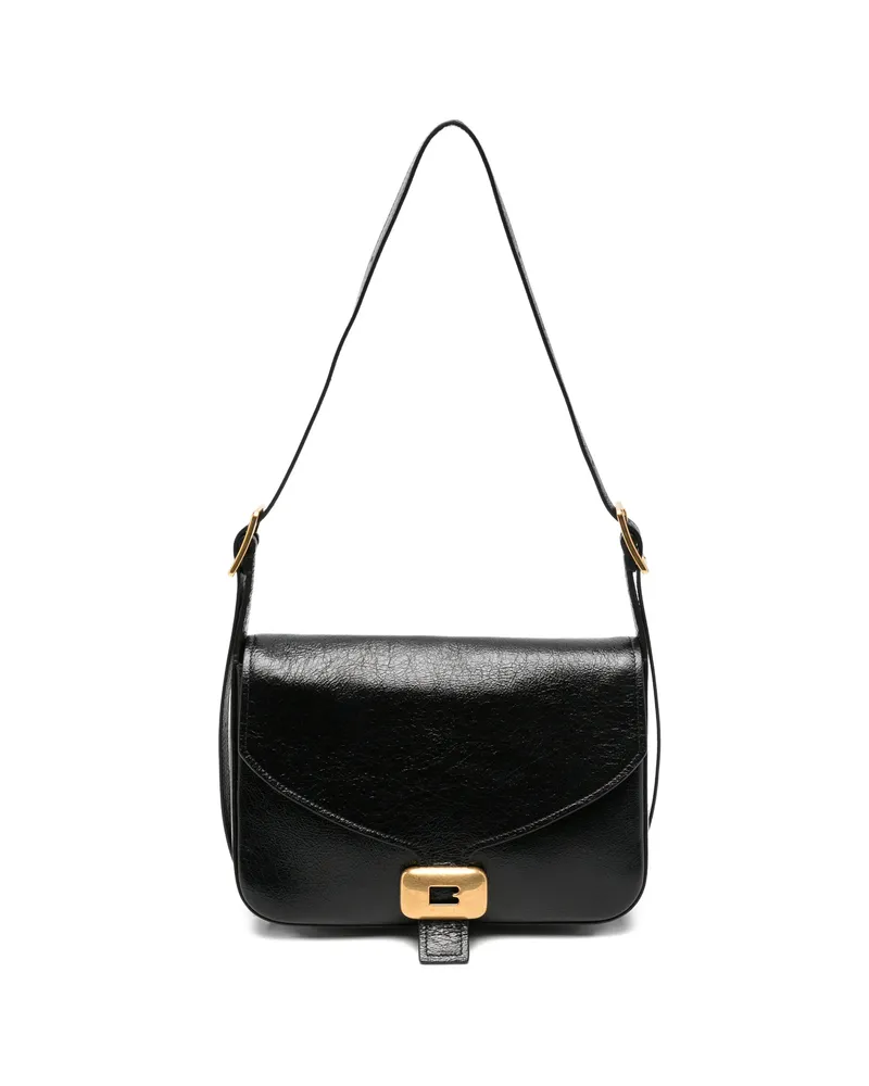 Balenciaga B-buckle Crinkled Shoulder Bag Black