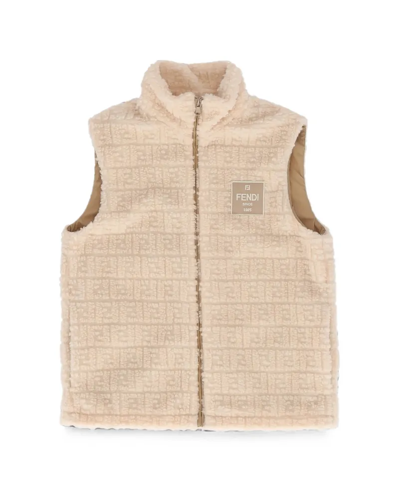 Fendi FF Logo-pattern Teddy-effect Gilet Neutrals