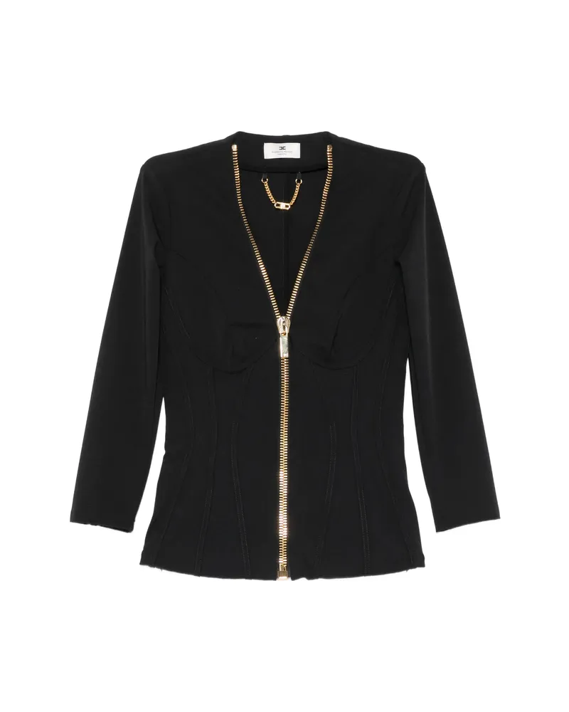Elisabetta Franchi Zip-up Corset-style Jacket Black