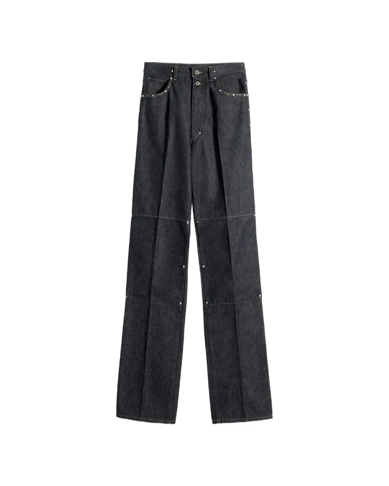 Christophe Lemaire High-waisted Studded Straight Trousers Blue