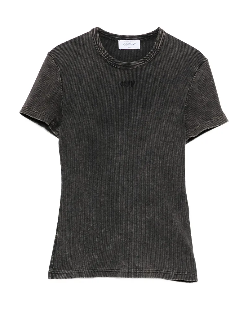 OFF-WHITE Logo-embroidered T-shirt Grey