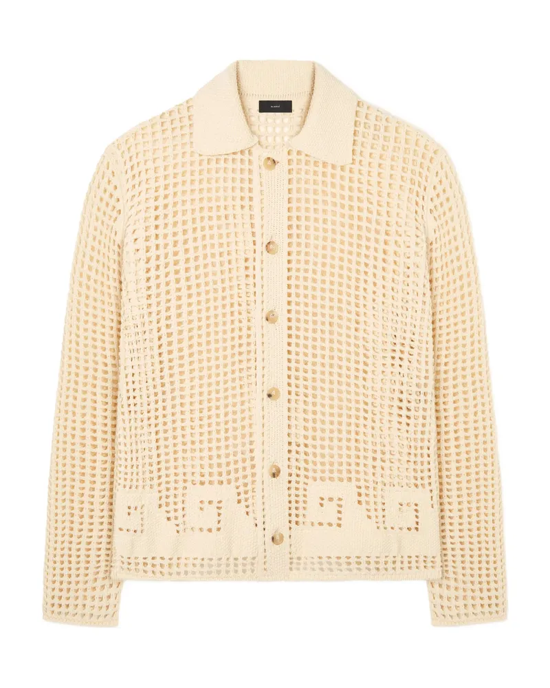 Alanui Where The Wave Begins Openwork Buttoned Shirt Neutrals
