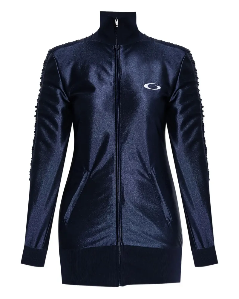 Balenciaga Ruched-detail Zip-up Dress Blue