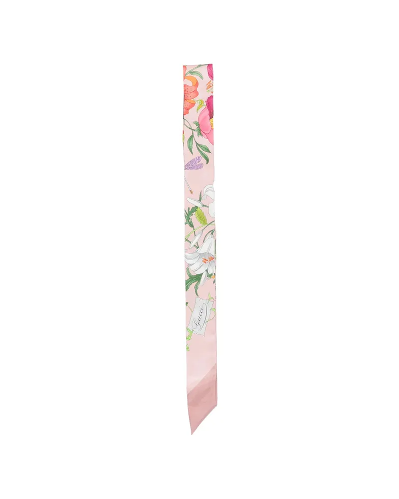 Gucci Floral-print Silk Scarf Pink