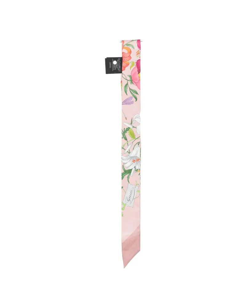 Gucci Flora-print Silk Scarf Pink