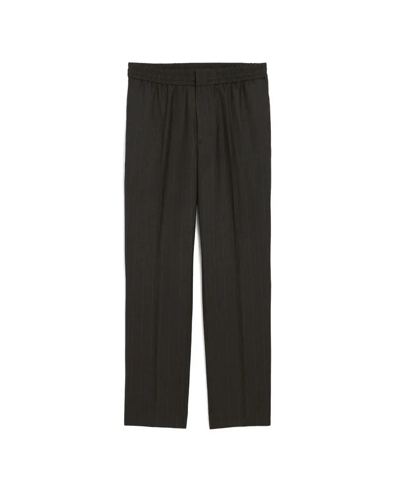 AMI Paris Elasticated-waist Striped Wool Trousers Grey