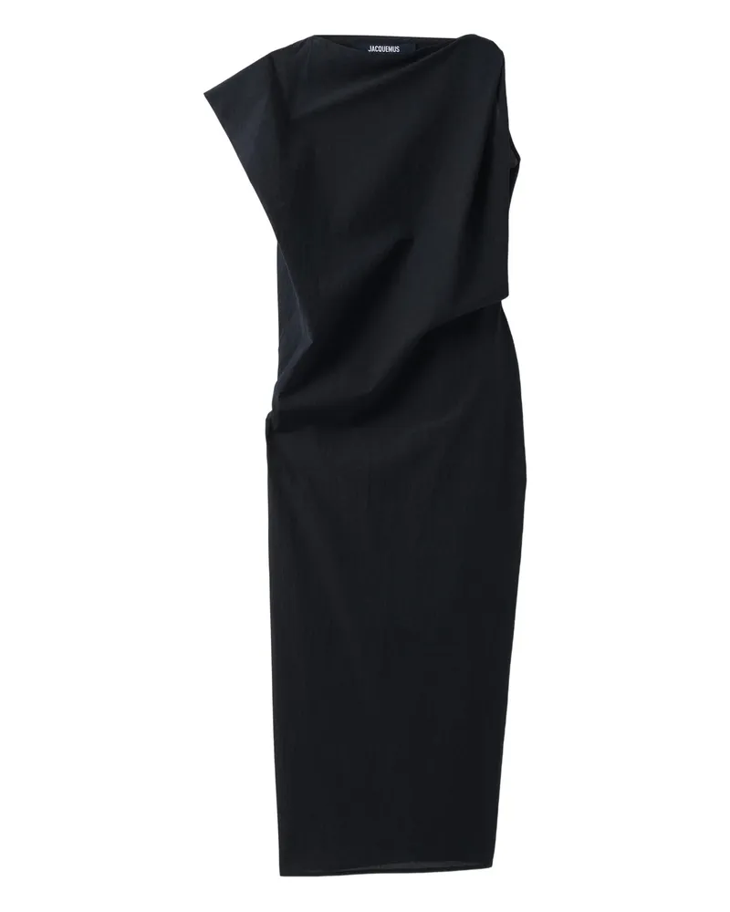 Jacquemus Draped Midi Dress Black