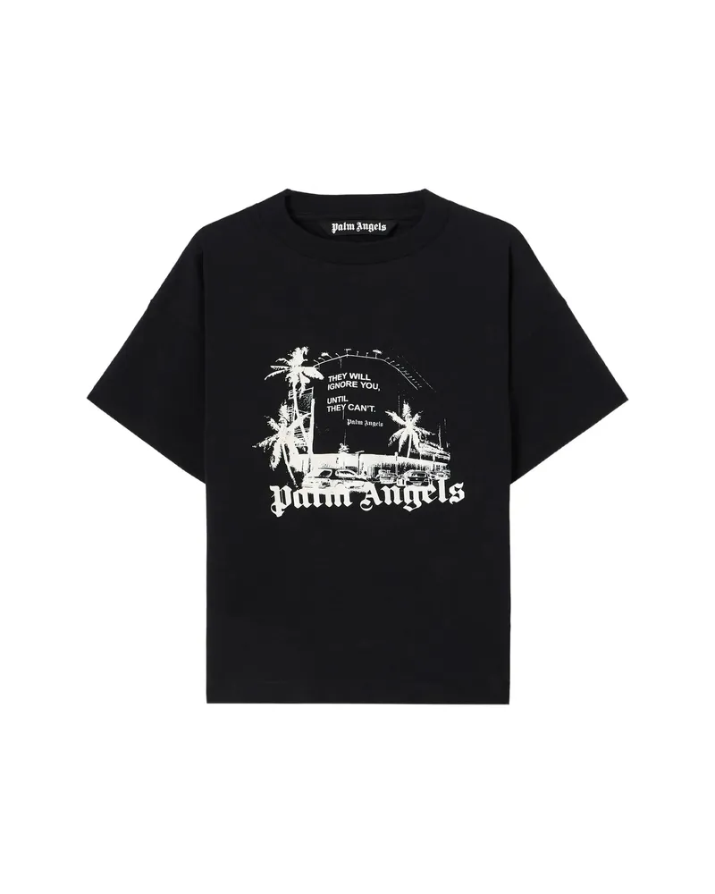 Palm Angels Graphic Print Ribbed T-shirt Black