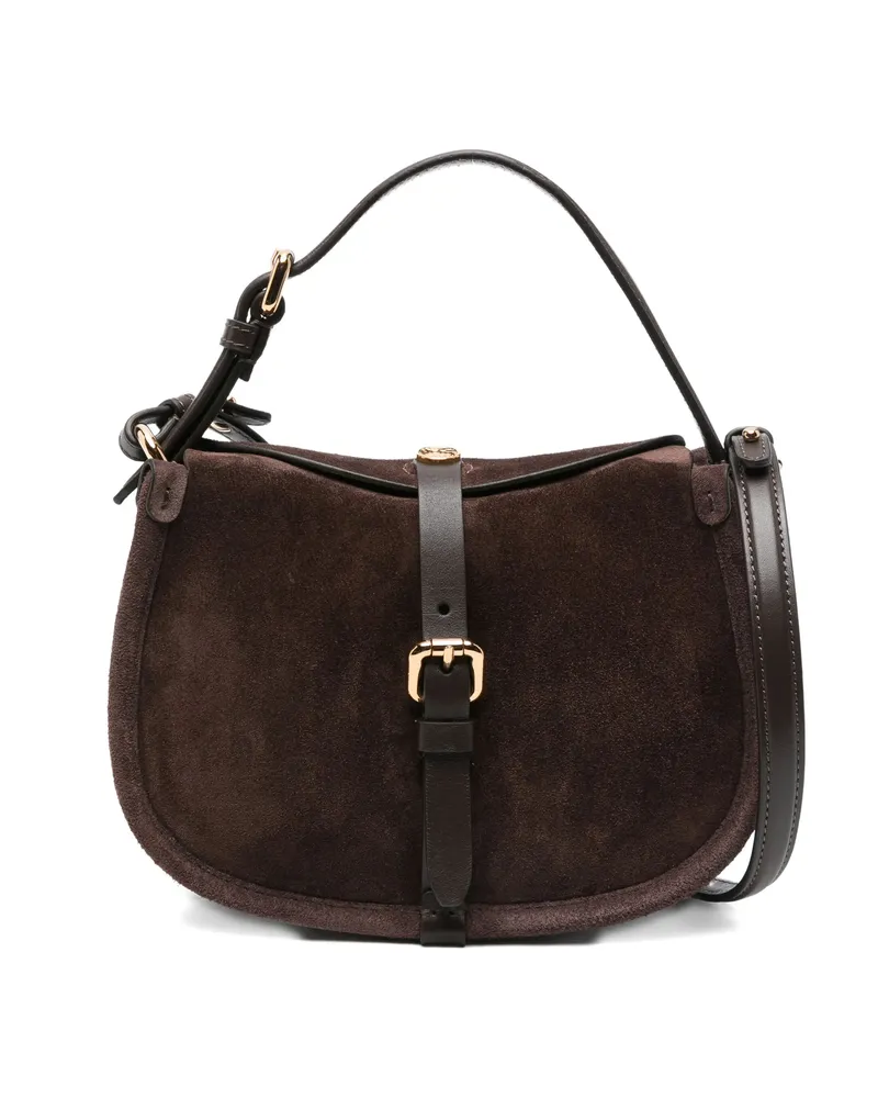 Etro Small Buckle-fastening Suede Shoulder Bag Brown