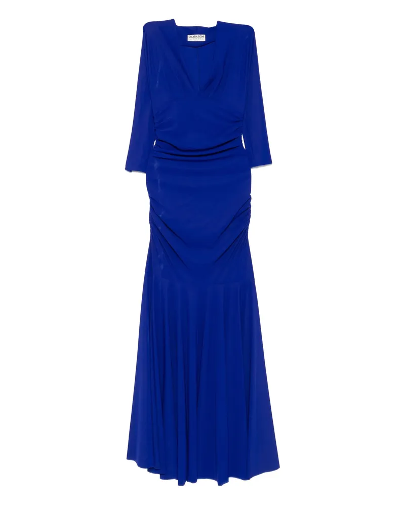 Chiara Boni V-neck Ruched Maxi Dress Blue