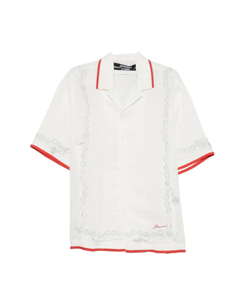 Jacquemus Chain-print Short-sleeve Shirt White
