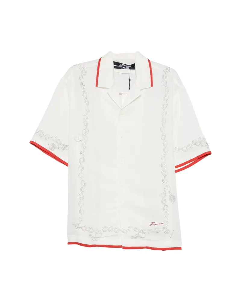 Jacquemus Chain-print Short-sleeve Shirt White