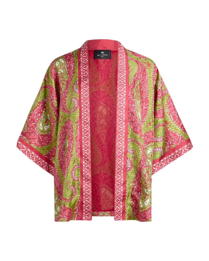 Etro Paisley Foliage Silk Twill Jacket Pink